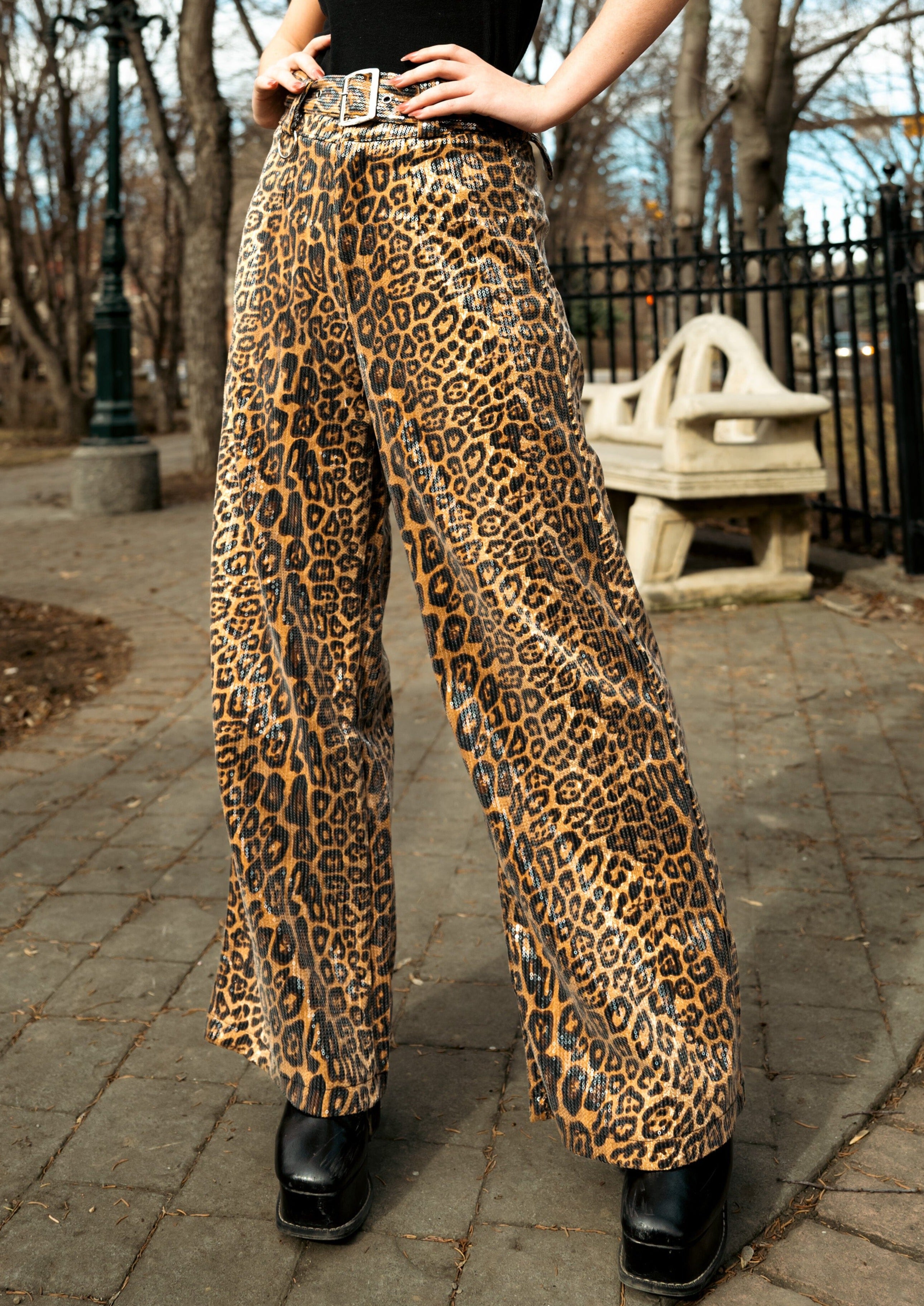 Leopard Print Sequin Pants Kate Hewko