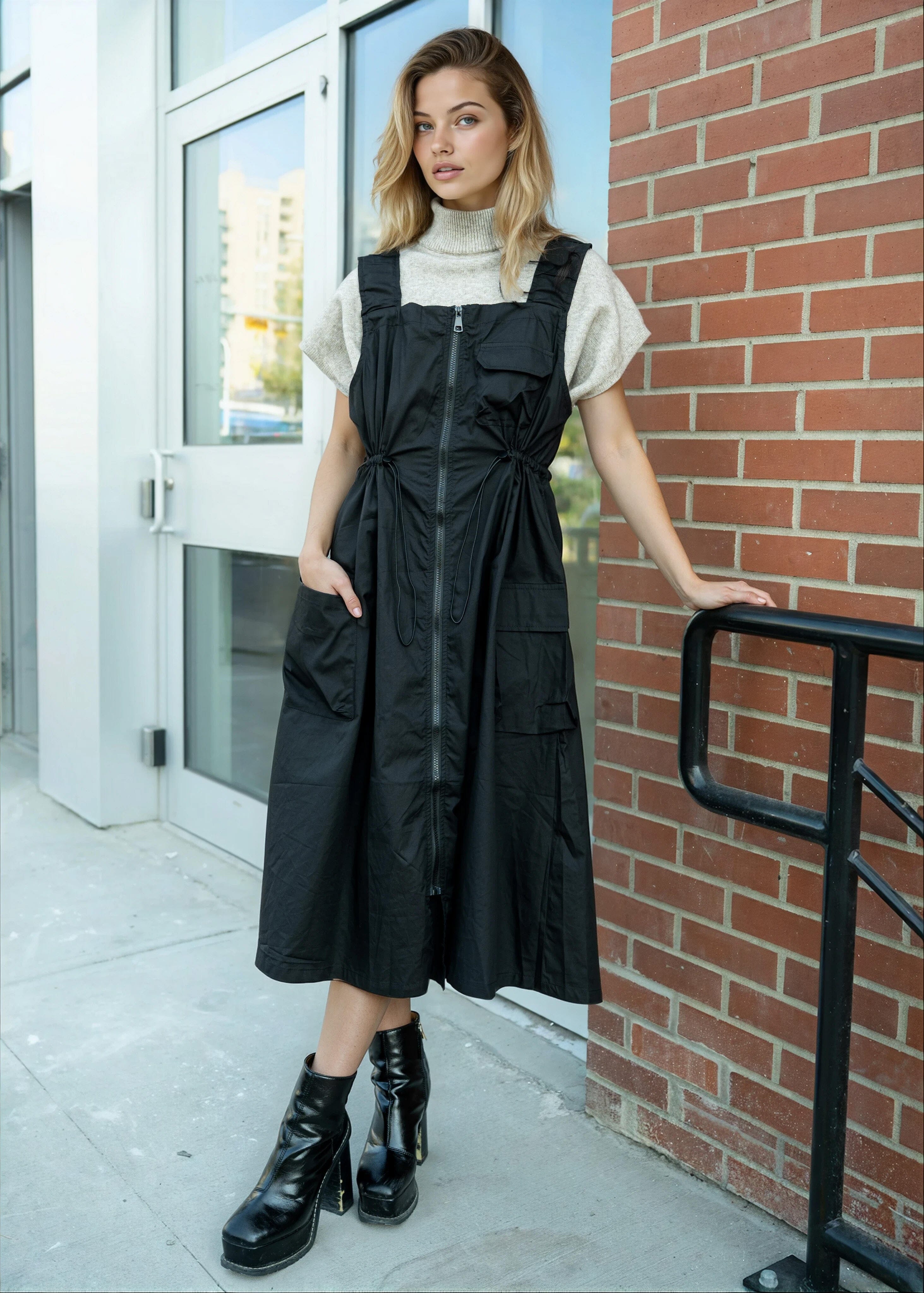 Cargo Core Zip Overall Dress - Kate Hewko Cargo Core Zip Overall Dress - Kate Hewko
