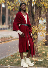 Chunky Cable Knit Cardigan Cardigans Kate Hewko Merlot One Size