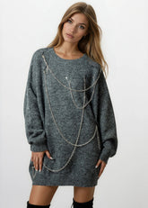 Draped Chain Knit Sweater Sweaters Kate Hewko