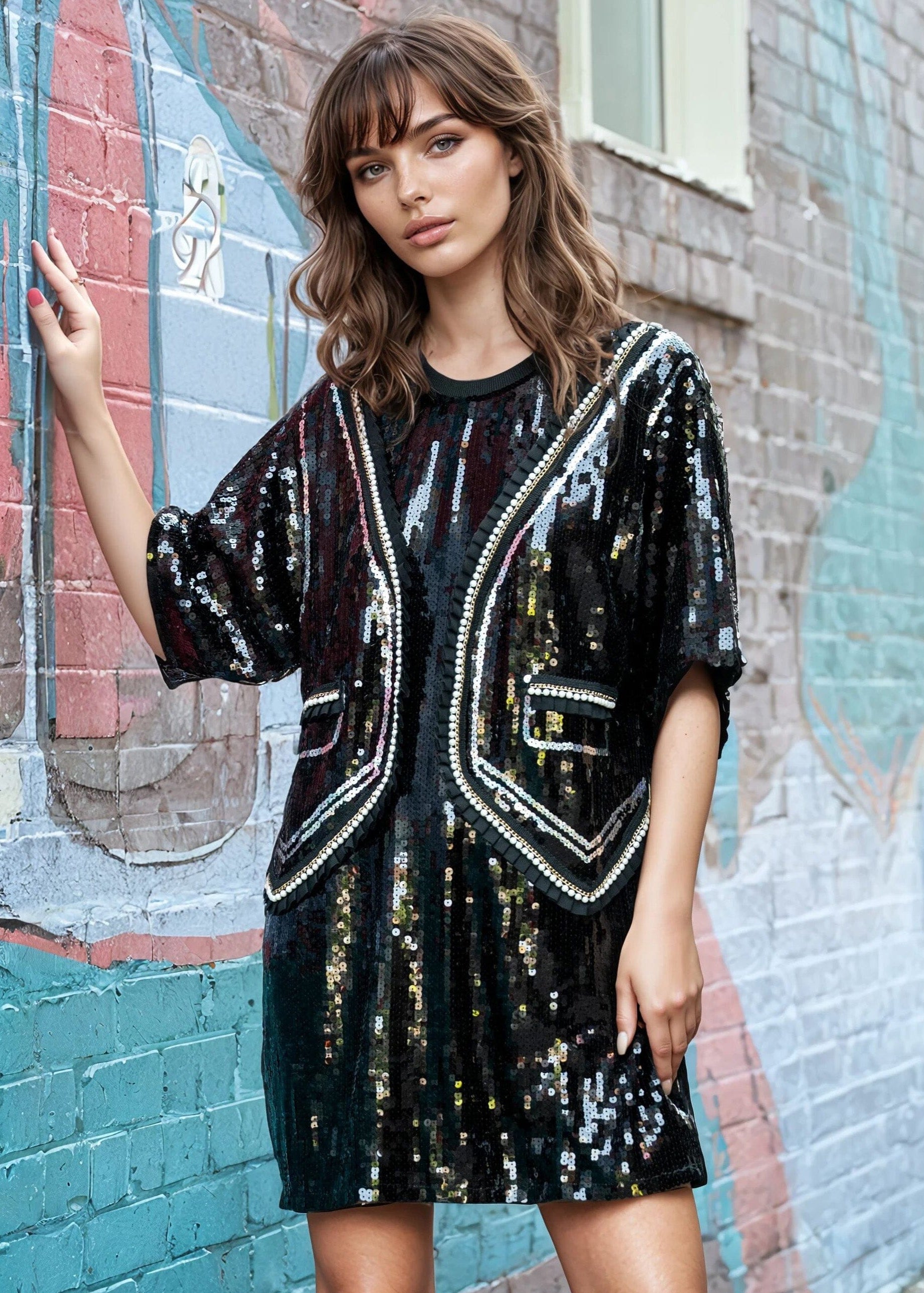 Embellished Tuxedo Sequin Tee Dress | Kate Hewko Embellished Tuxedo Sequin Tee Dress | Kate Hewko