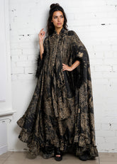 Feather Cuff Cape Maxi Dress Dresses Kate Hewko