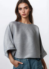 Glam Sleeve Textured Top Blouses Kate Hewko One Size Grey
