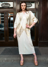 Gold Leopard Geometric Glam Dress Dresses Kate Hewko Cream One size