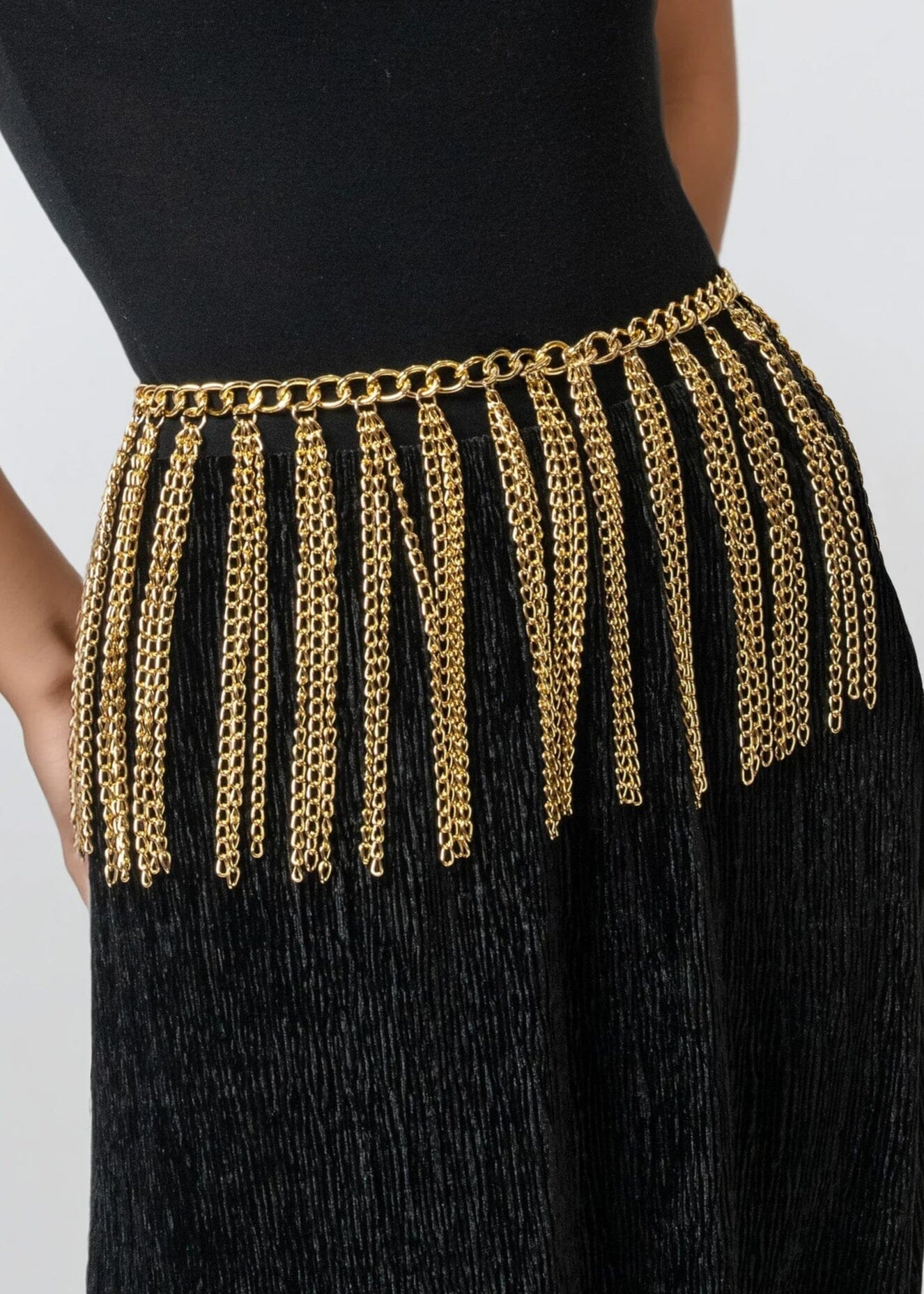 Braun Gold Tassel Belt MOA041 Satin Diamond Tassel Abaya Set