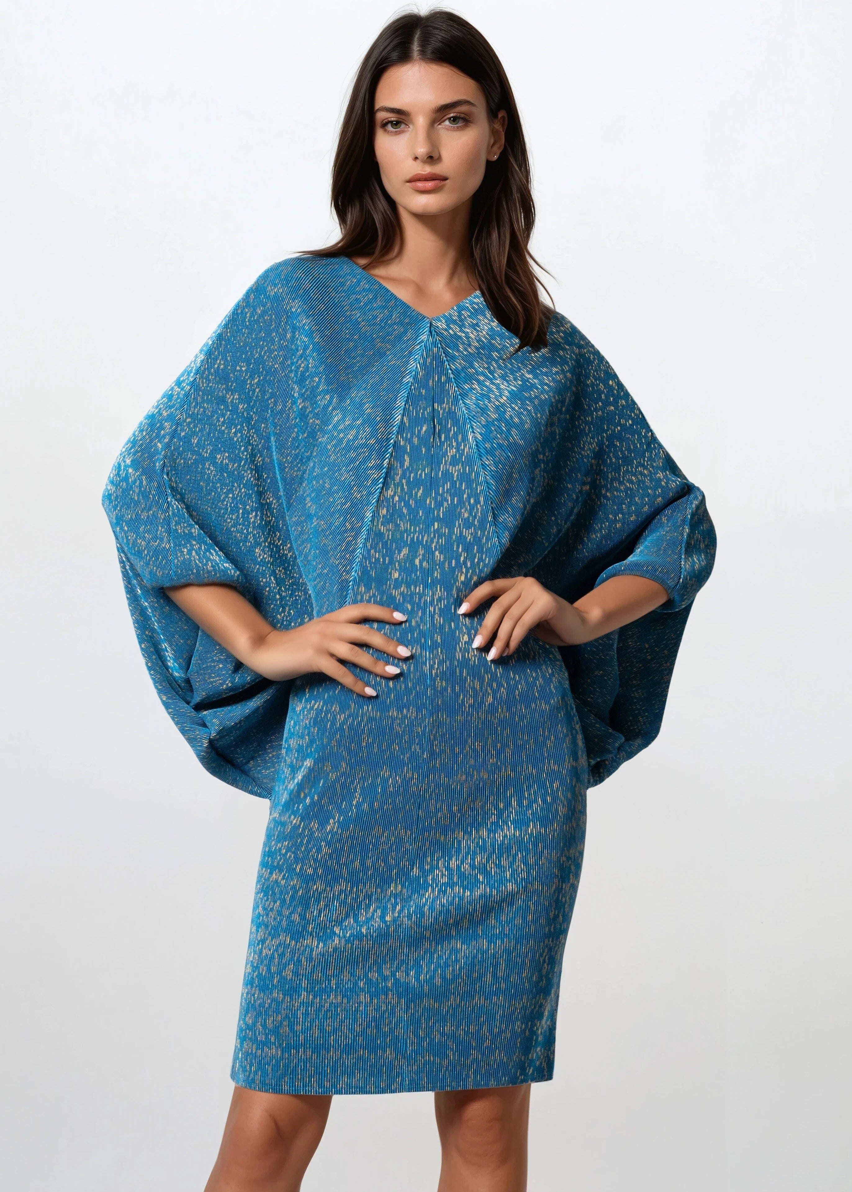 Gold Threaded Glam Dress - Kate Hewko Blue / One Size Gold Threaded Glam Dress - Kate Hewko Blue / One Size