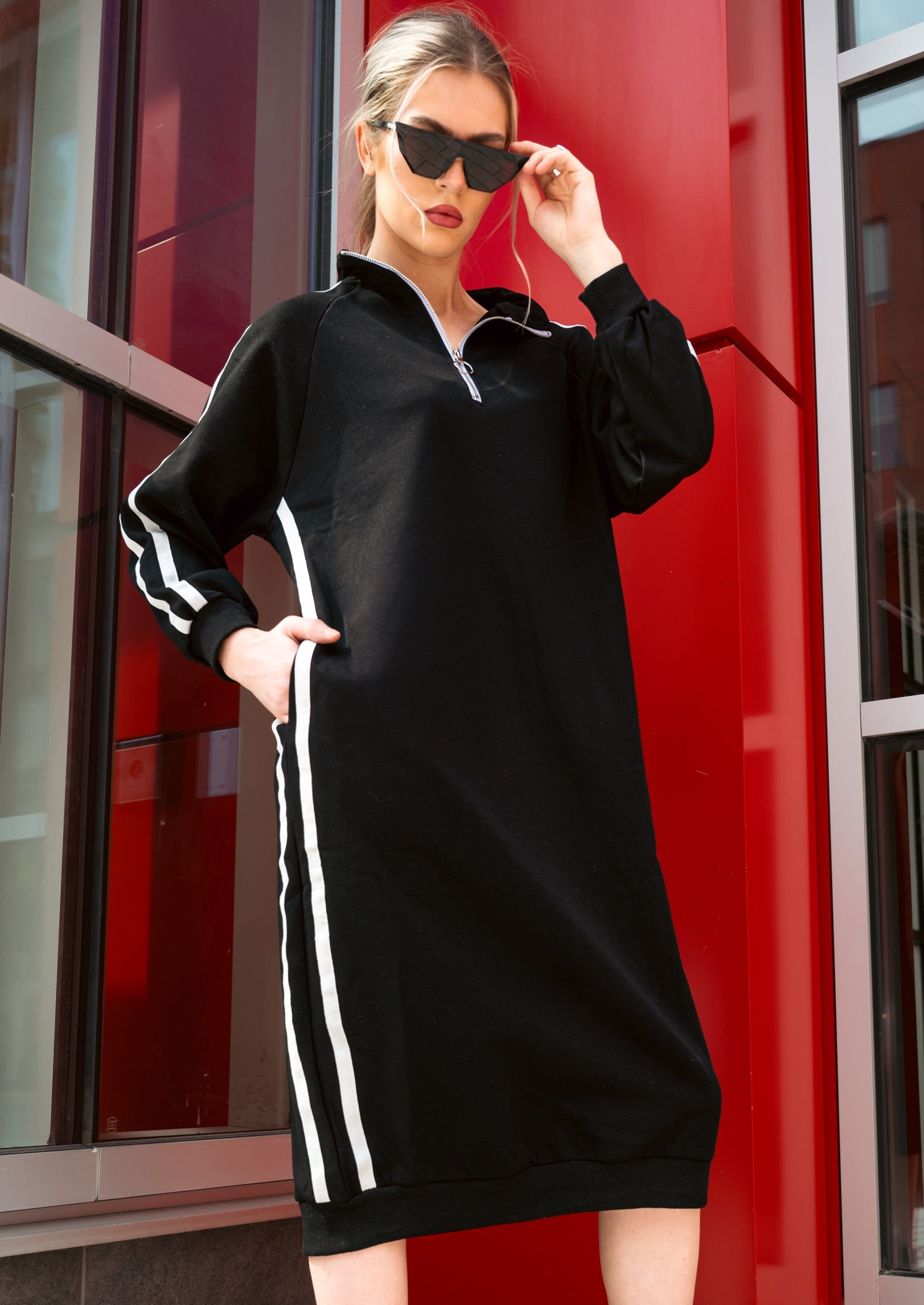 Half Zip Athleisure Dress - Kate Hewko Half Zip Athleisure Dress - Kate Hewko