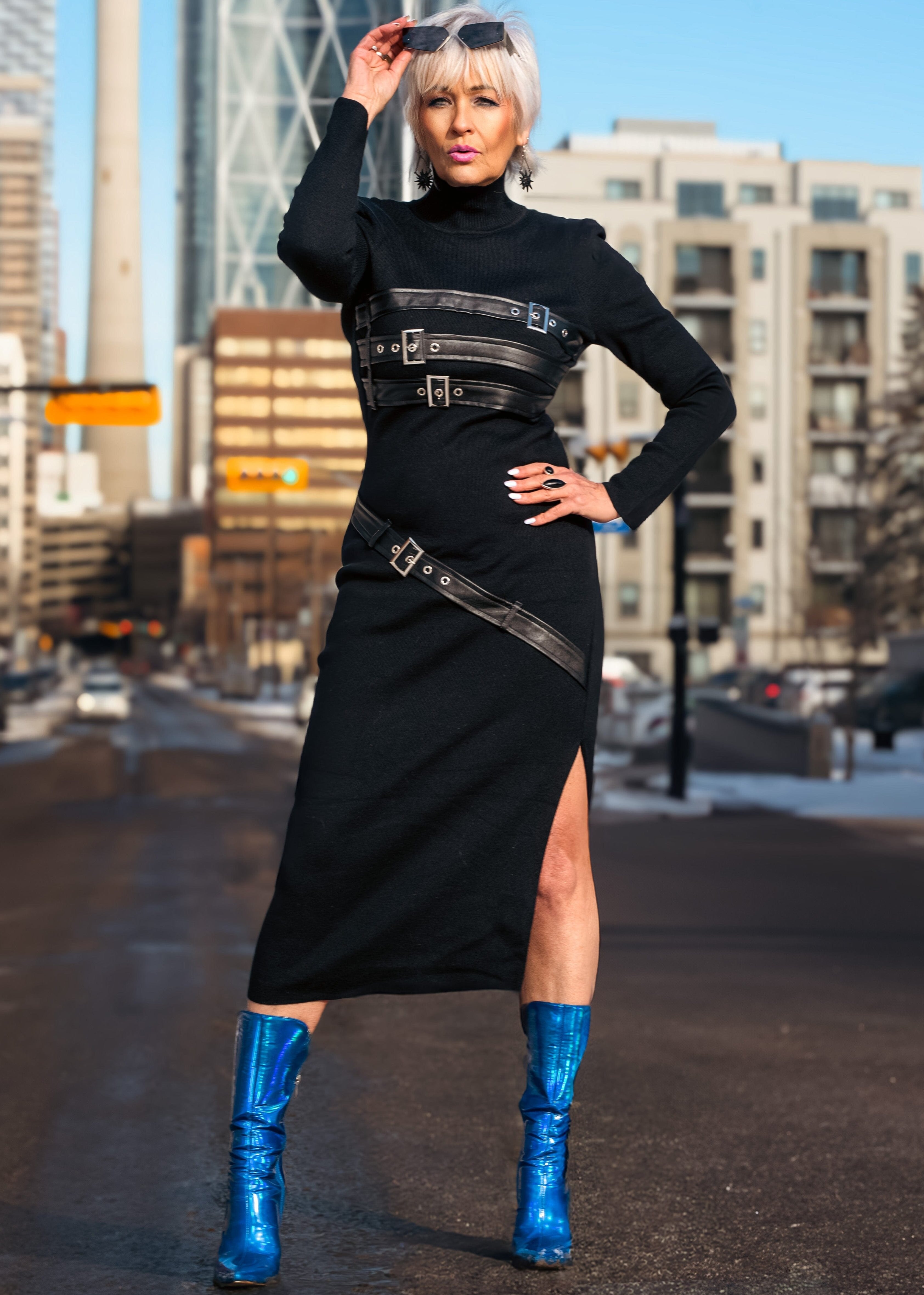 Long Buckled Knit Dress - Kate Hewko Black / L/XL Long Buckled Knit Dress - Kate Hewko Black / L/XL