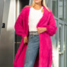 Long Faux Mohair Cardigan Cardigans Kate Hewko Hot Pink One Size 