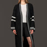 Long Varsity Knit Cardigan Cardigans Kate Hewko Black One Size 