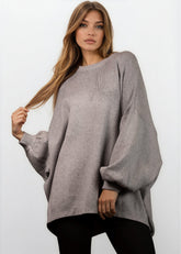 Oversized Balloon Sleeve Sweater Sweaters Kate Hewko One Size Grey