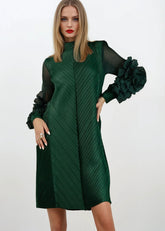 Petal Sleeve Mock Neck Dress Dresses Kate Hewko Green One Size