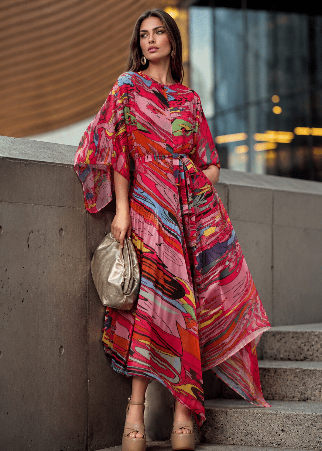 belted pleated maxi dress Gold Warehouse Premium One Shoulder Belted Pleated Maxi Dress