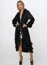 Ruffle Belted Glam Cardigan Cardigans Kate Hewko Black One size