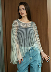 Sheer Embellished Cape Overlay Layering Pieces Kate Hewko Cream One size