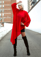 Sheer Mock Neck Asymmetrical Blouse Blouses Kate Hewko
