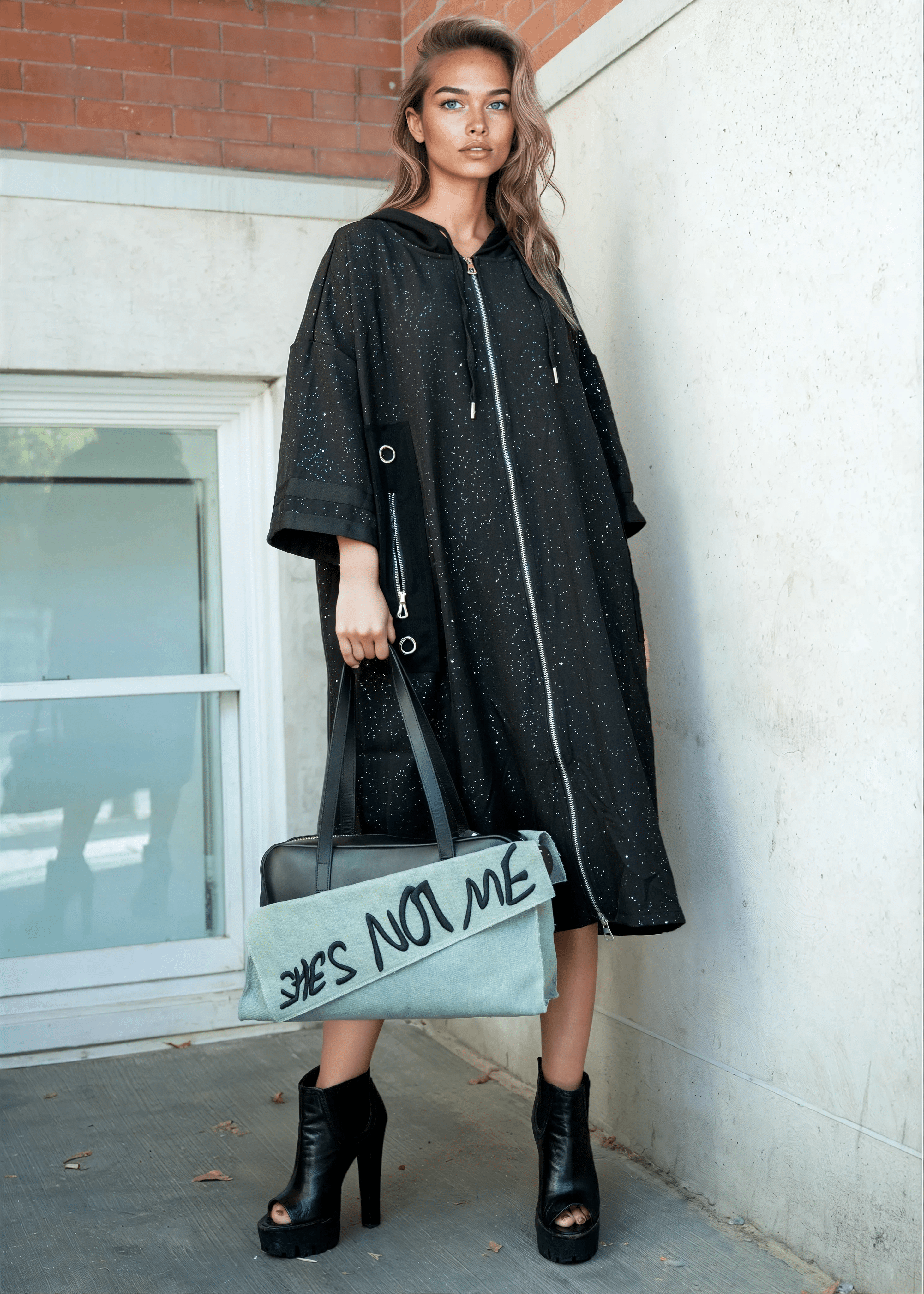Sparkle Zip Up Hoodie Dress - Kate Hewko Sparkle Zip Up Hoodie Dress - Kate Hewko