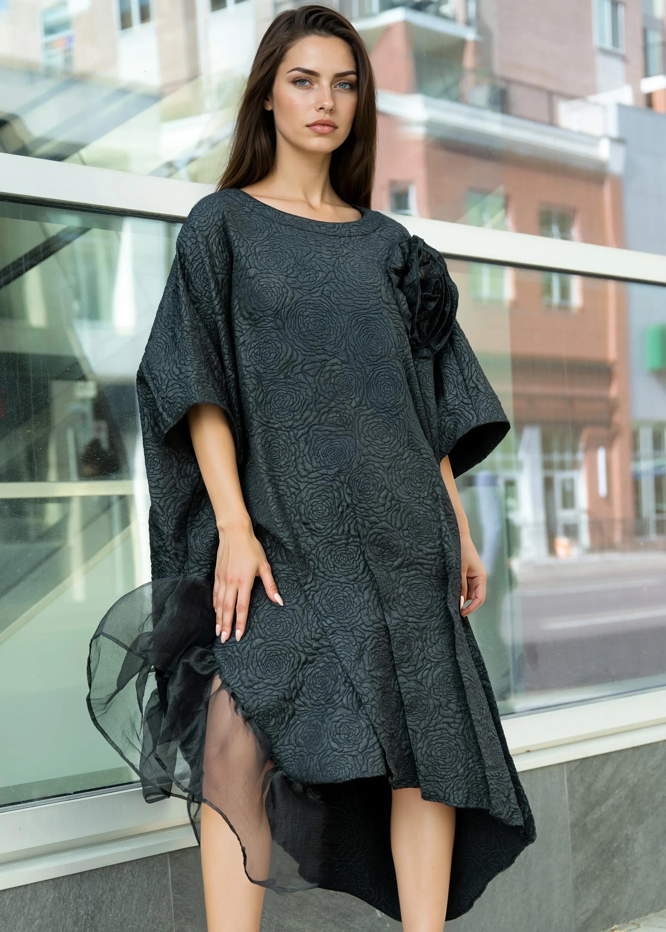 Textured Bloom Tunic Dress Textured Bloom Tunic Dress