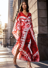 Tie Dye Kaftan Dress Dresses Kate Hewko Red One size