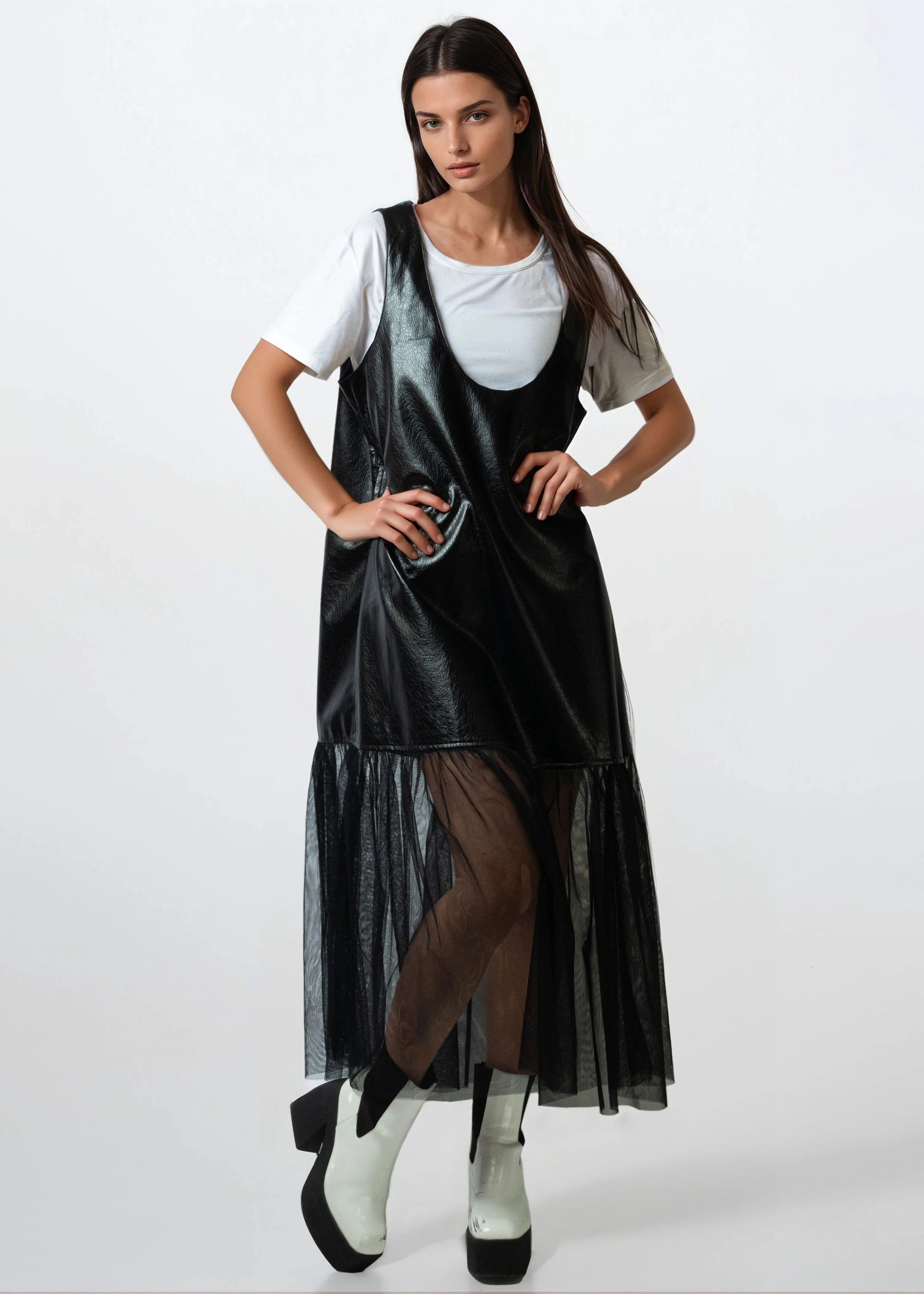 leather tulle dress Wedding Dress, Leather Dress, Tailor-made, Bustier, Recycled Leather, Skirt, Tulle, Burgundy, Red, Wine, Punk, Rock, ETOILE / NIGHT