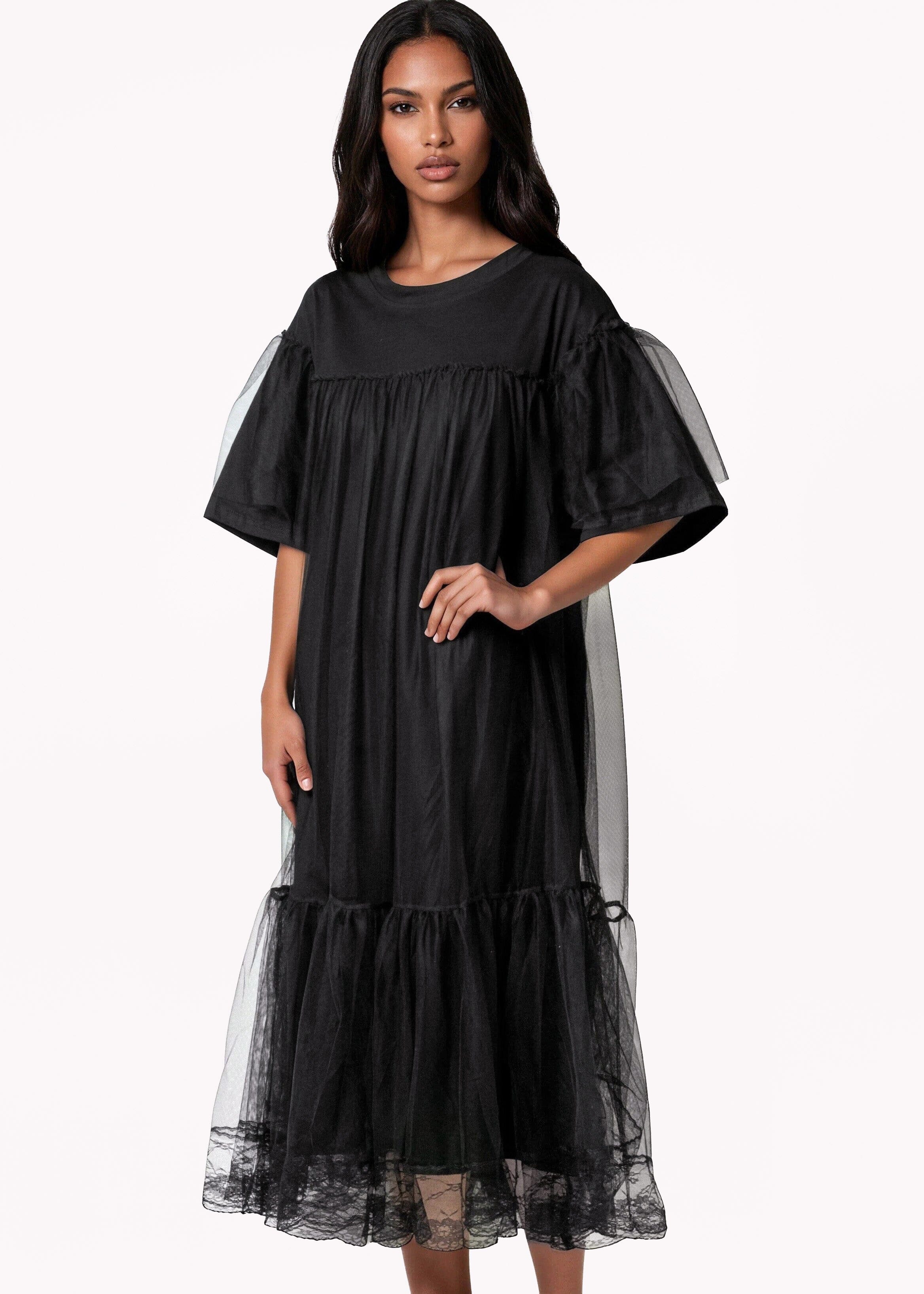 breathable black cotton dresses Lucia Dress