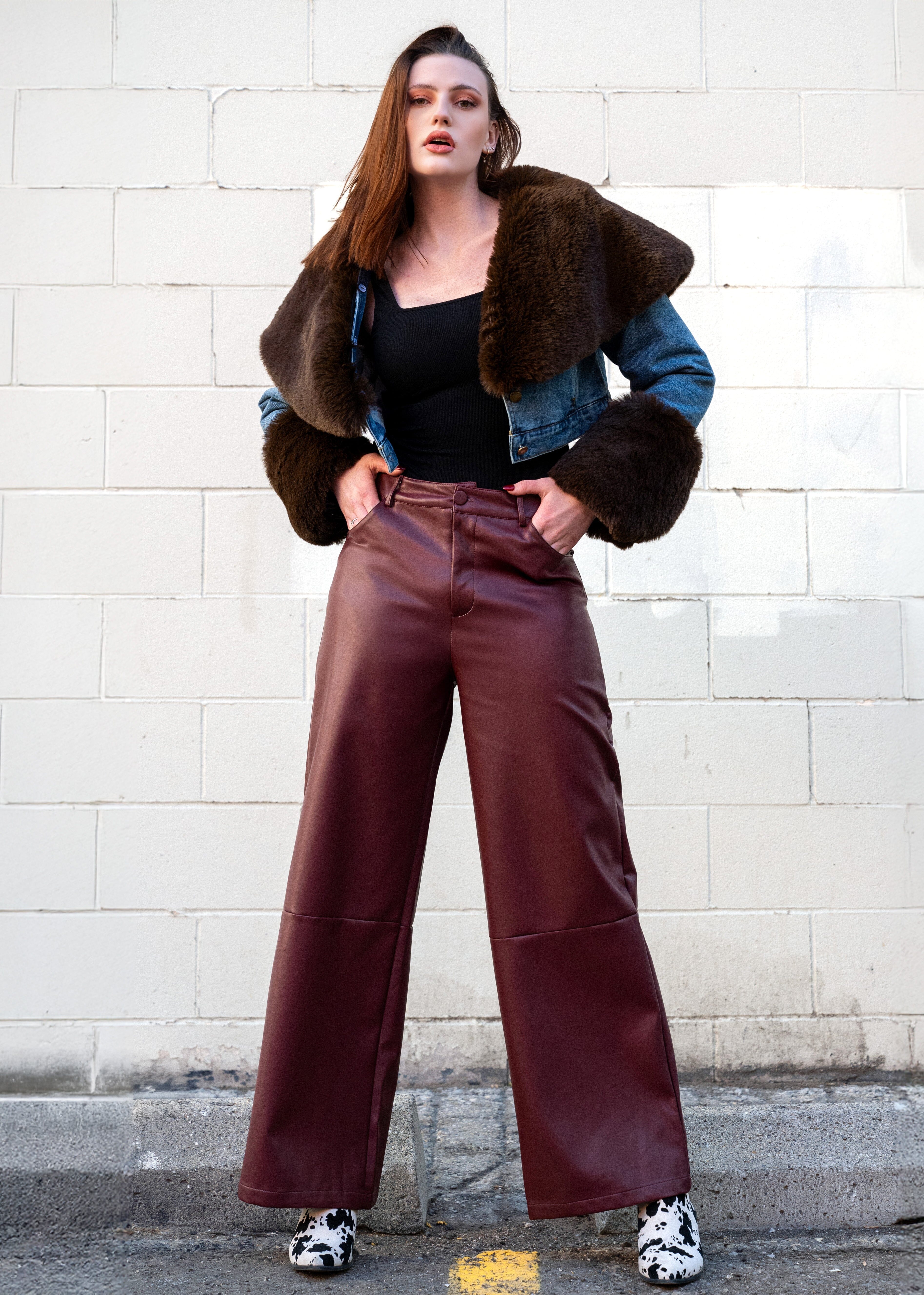 Vegan Leather Wide Leg Pant Kate Hewko