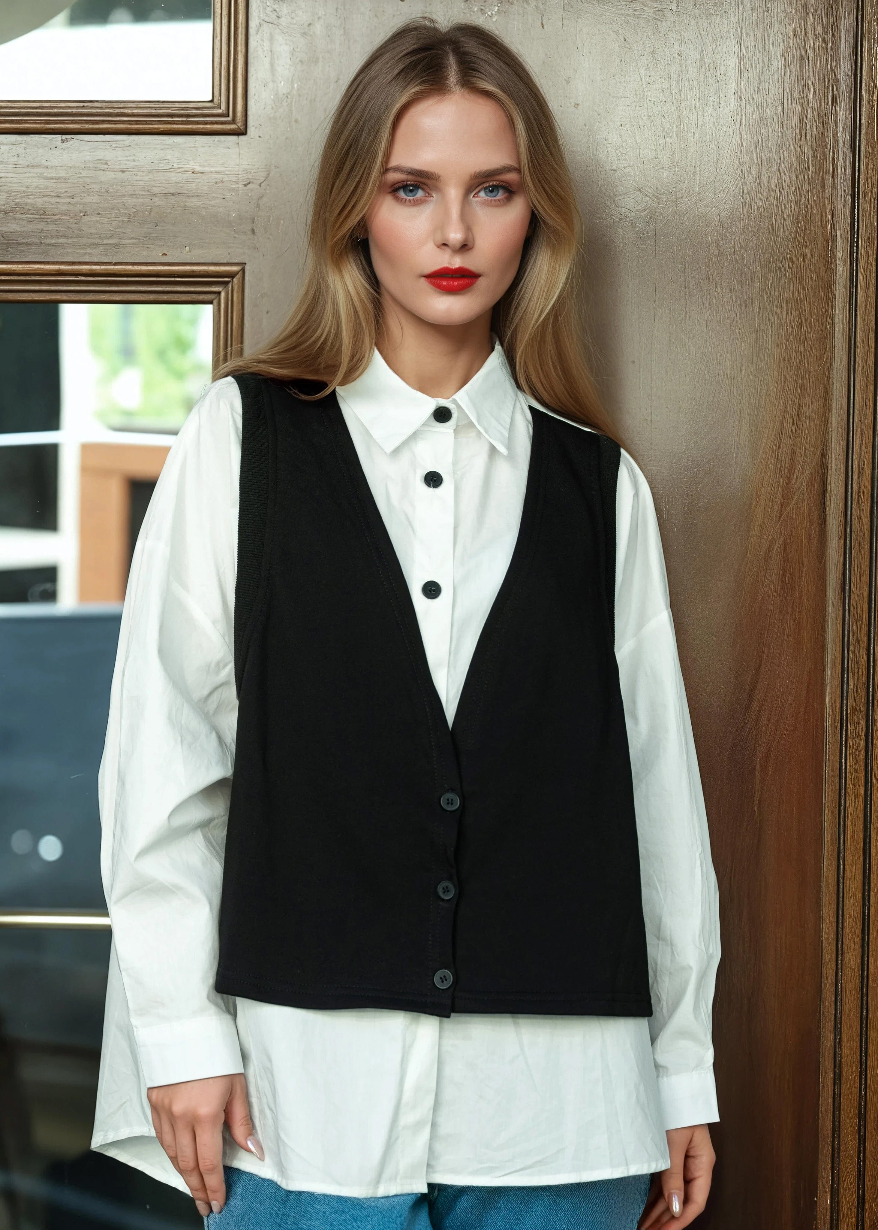 Vest Overlay Dress Shirt - Kate Hewko Vest Overlay Dress Shirt - Kate Hewko