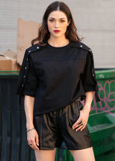 Buttoned Embellished Tee Tees Kate Hewko 