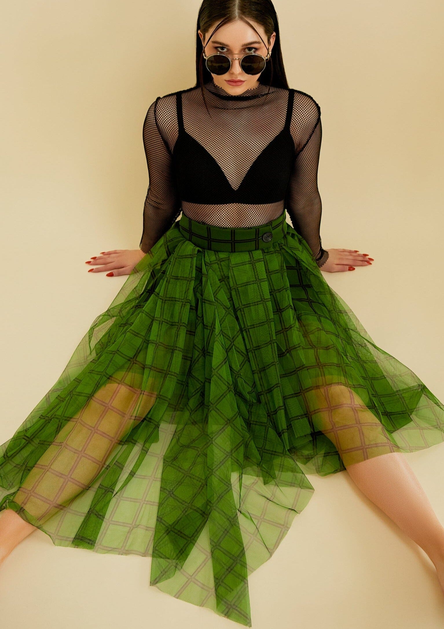 Green Plaid Tulle Skirt Kate Hewko