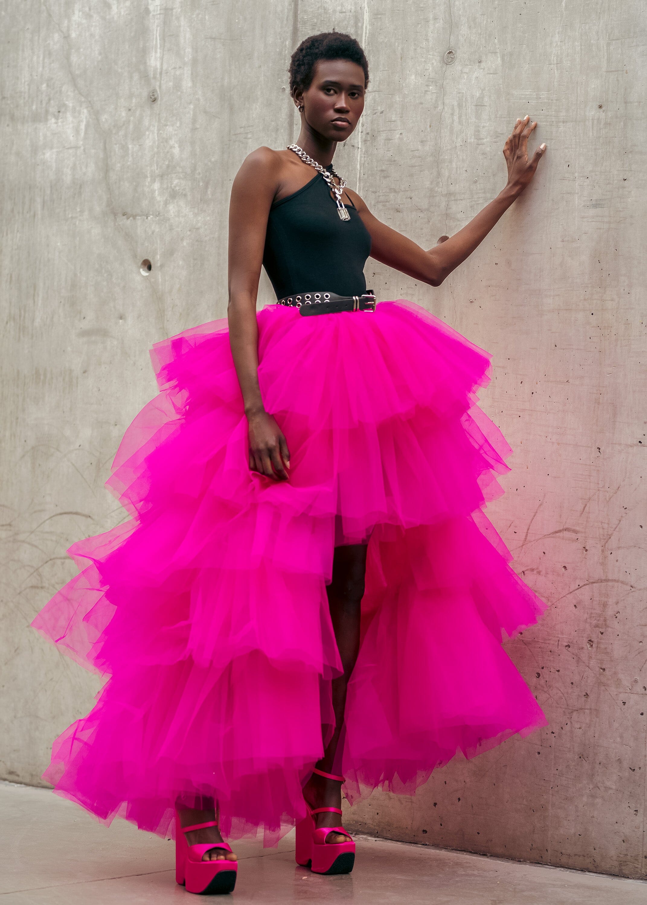 Haute Couture Tutu Pink Dress Pink Tulle Skirt Jumpsuit Layered