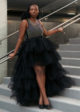 High Low Tiered Tulle Skirt Skirts Kate Hewko Black S
