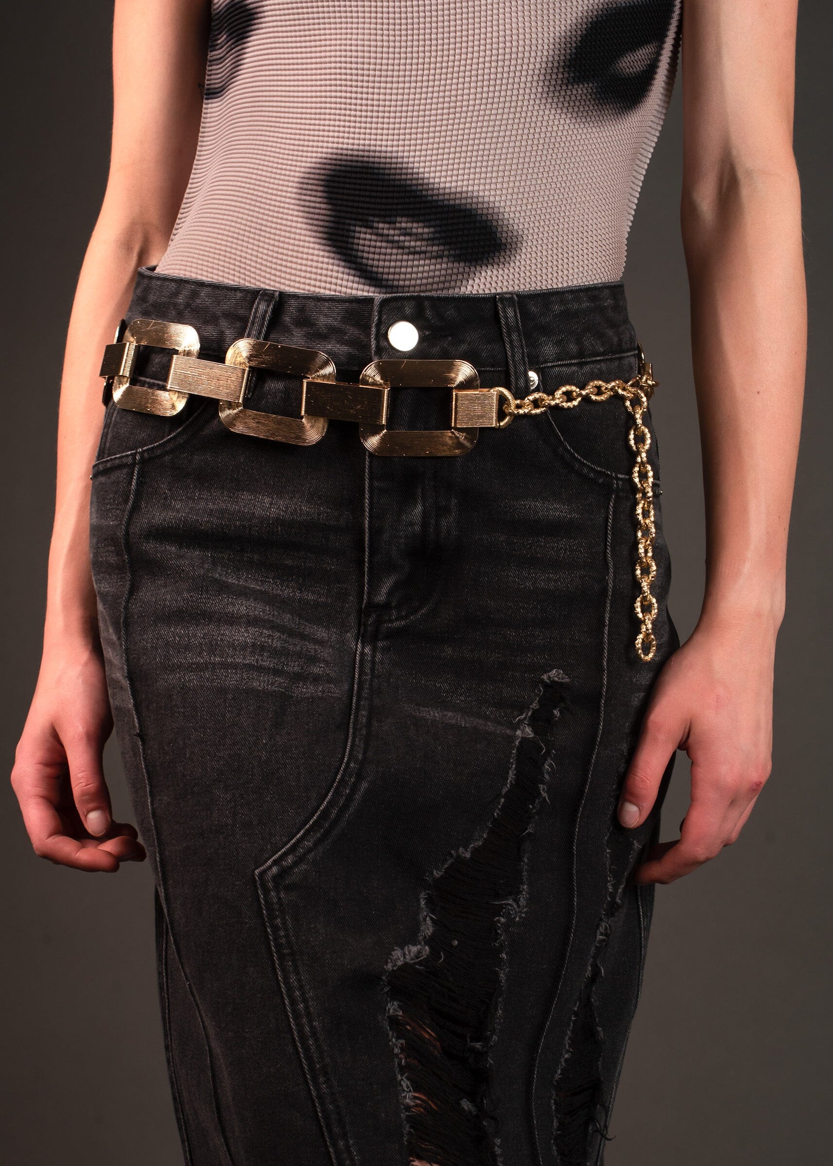 Chain Belts Leather Waist Belt for Women Layered Metal Chain Belt