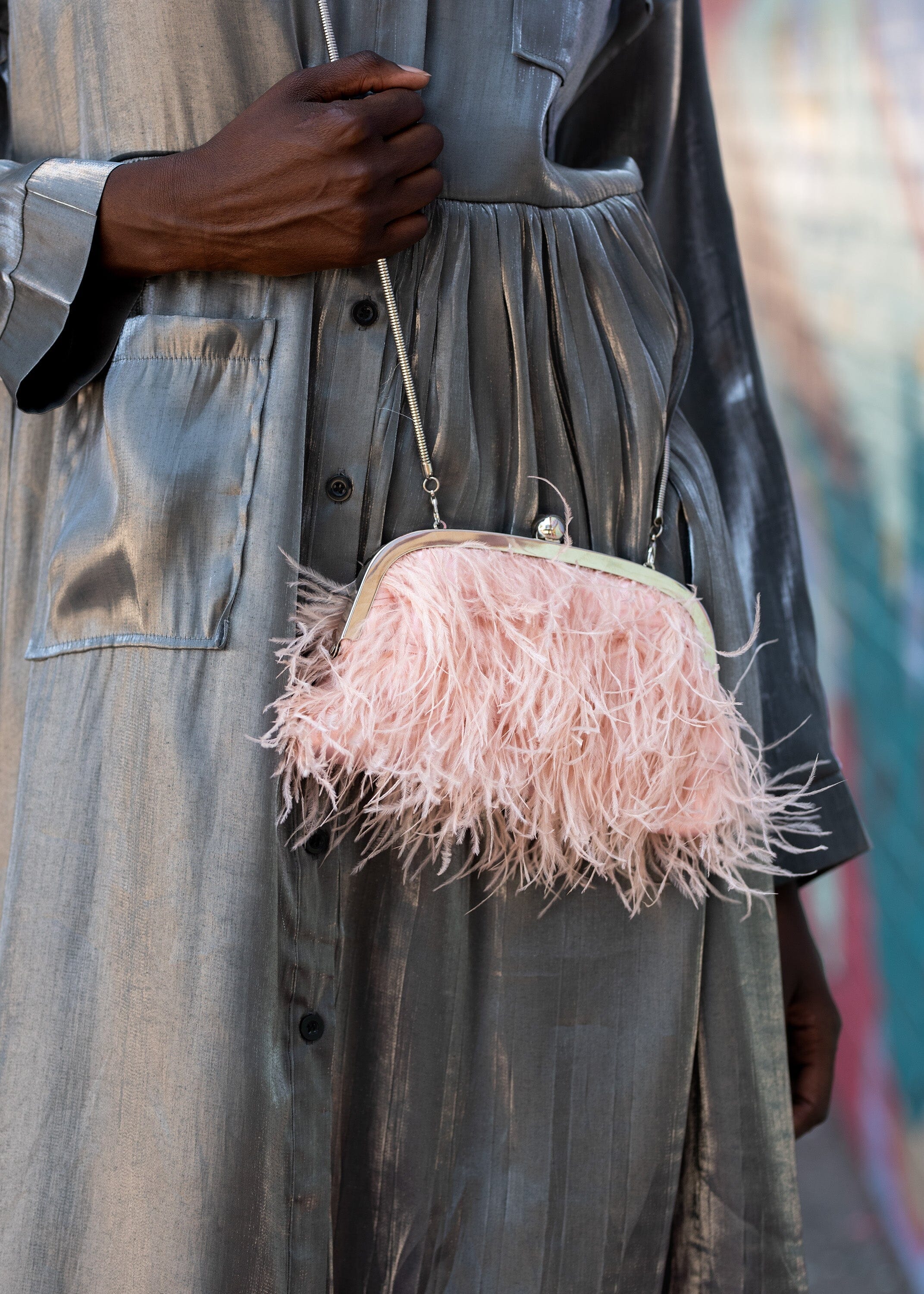 Pink Feather + Pearl Clutch Accessories Kate Hewko 