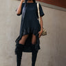 Ruffle Trim Tee Dress Dresses Kate Hewko Black One Size 