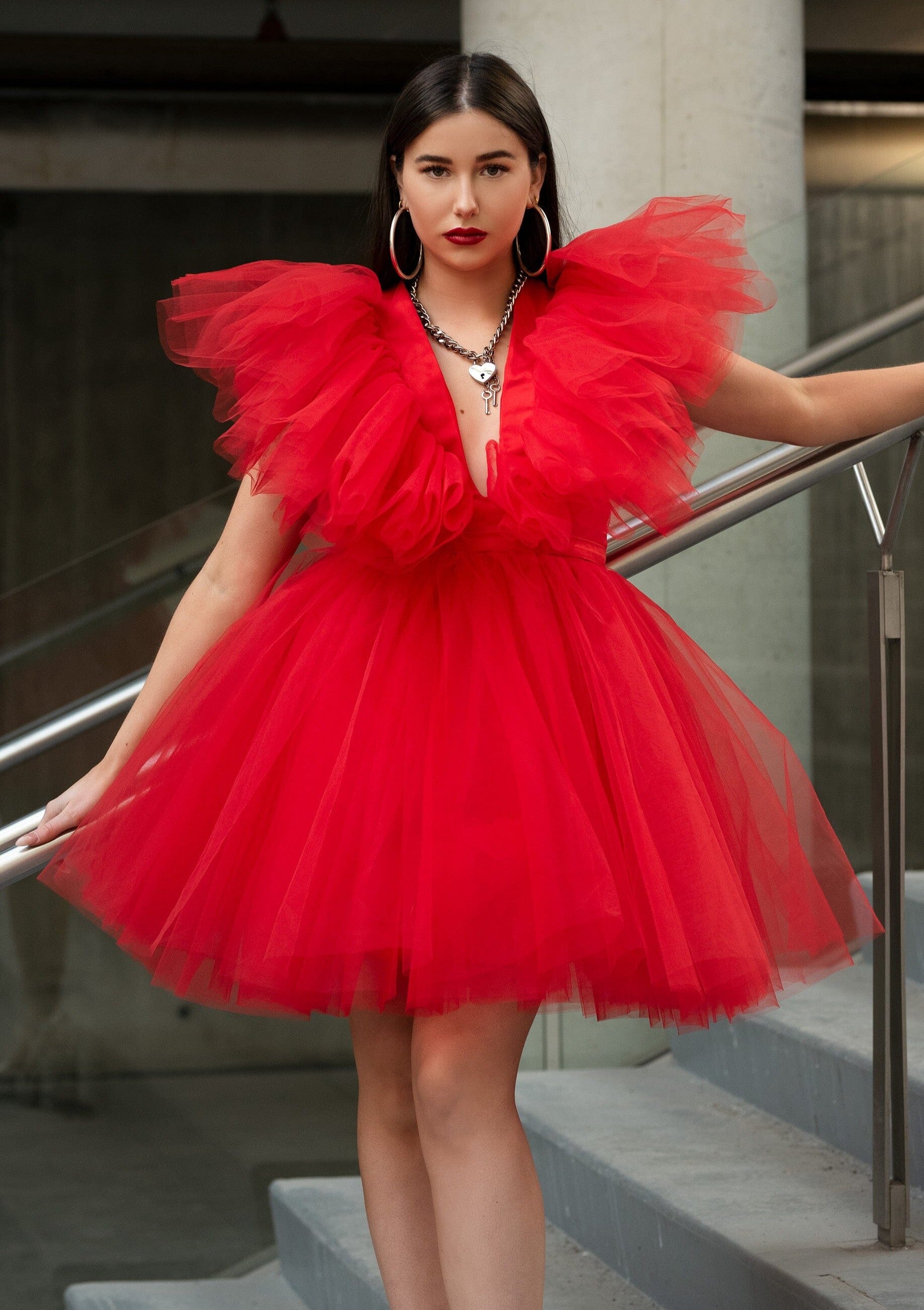 V neck Tulle Mini Dress - Kate Hewko V neck Tulle Mini Dress - Kate Hewko