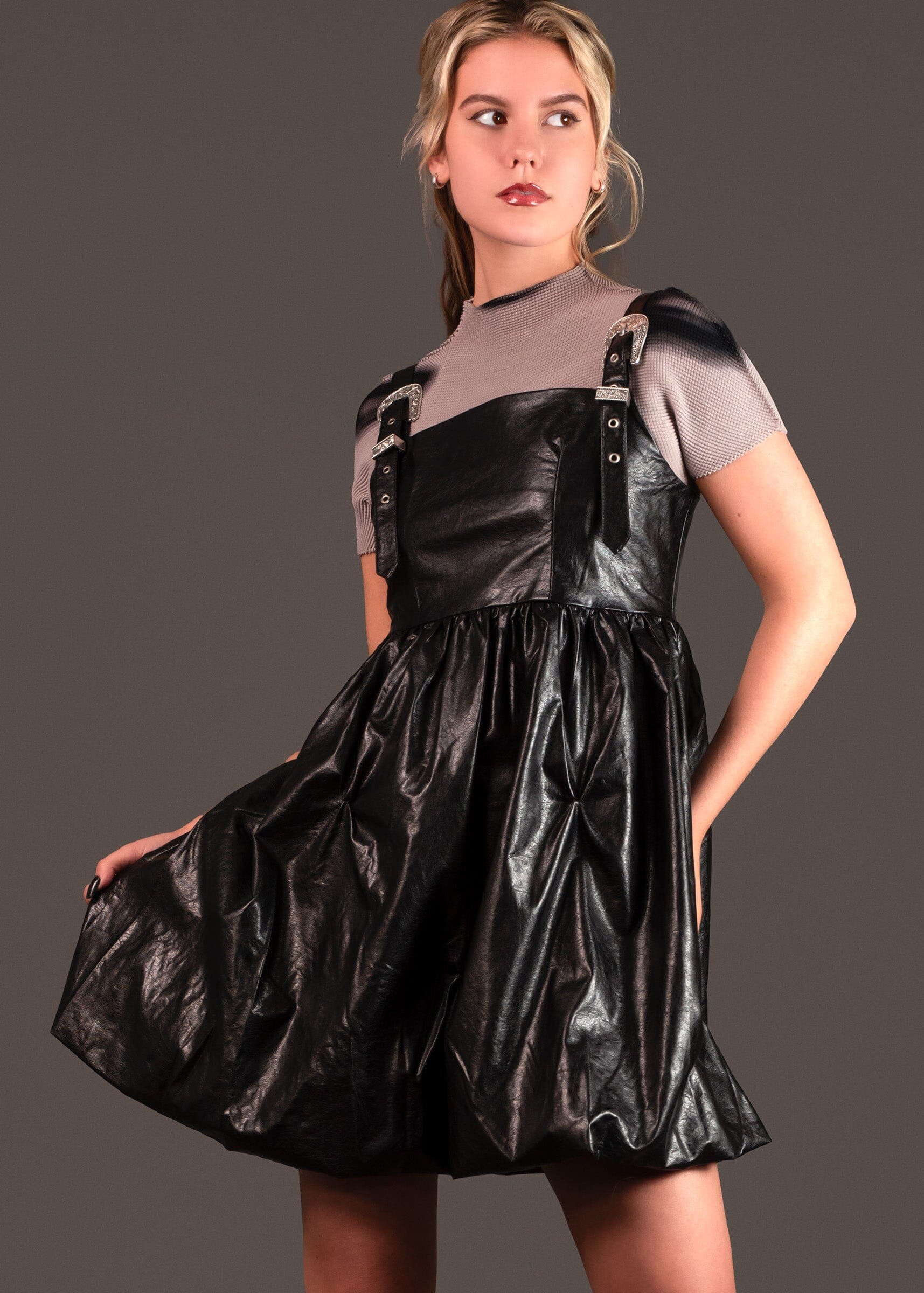 Vegan Buckle Overall Dress - Kate Hewko Black / S Vegan Buckle Overall Dress - Kate Hewko Black / S