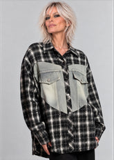 Denim Heart Patch Plaid Shirt