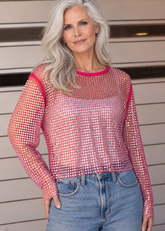 Rhinestone Fishnet Long Sleeve