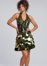 Sequin Disc Halter Dress