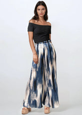 Abstract Pleated Wide Leg Pant Pants Kate Hewko Cream One size 