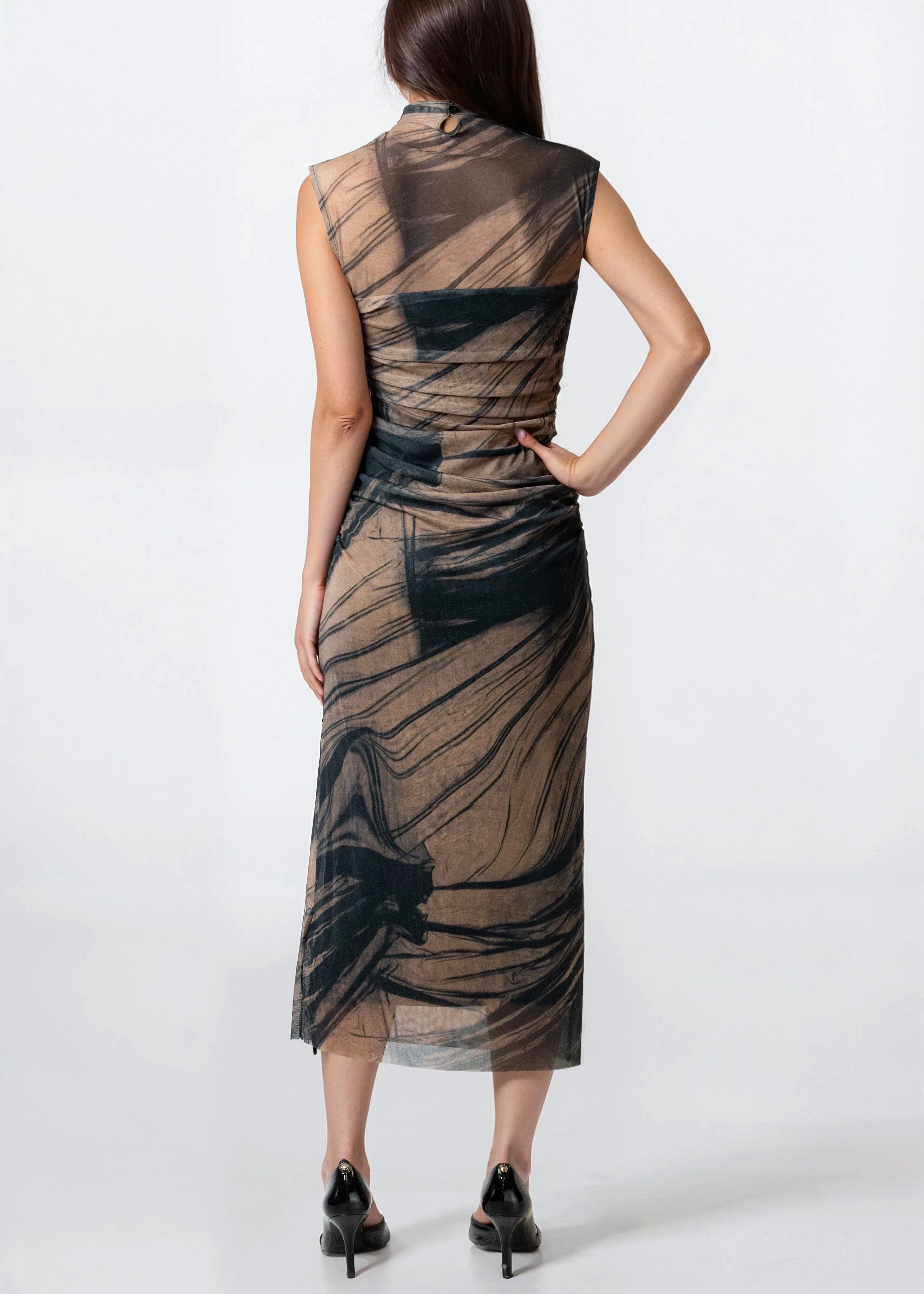 Abstract Print Mesh Bodycon Dress - Kate Hewko Multicolor / L Abstract Print Mesh Bodycon Dress - Kate Hewko Multicolor / L