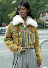 Acid Wash Faux Fur Denim Jacket Outerwear Kate Hewko 