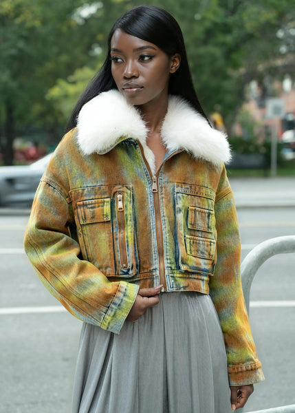 ジャケット・アウター Washed denim fur outer andwang.shop Washed denim fur outer