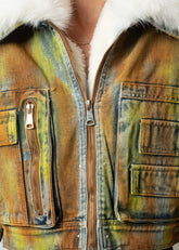 Acid Wash Faux Fur Denim Jacket Outerwear Kate Hewko 