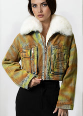 Acid Wash Faux Fur Denim Jacket Outerwear Kate Hewko 