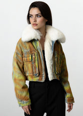 Acid Wash Faux Fur Denim Jacket Outerwear Kate Hewko 