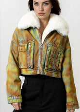 Acid Wash Faux Fur Denim Jacket Outerwear Kate Hewko 