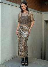 Animal Print Sequin Pencil Skirt Skirts Kate Hewko 