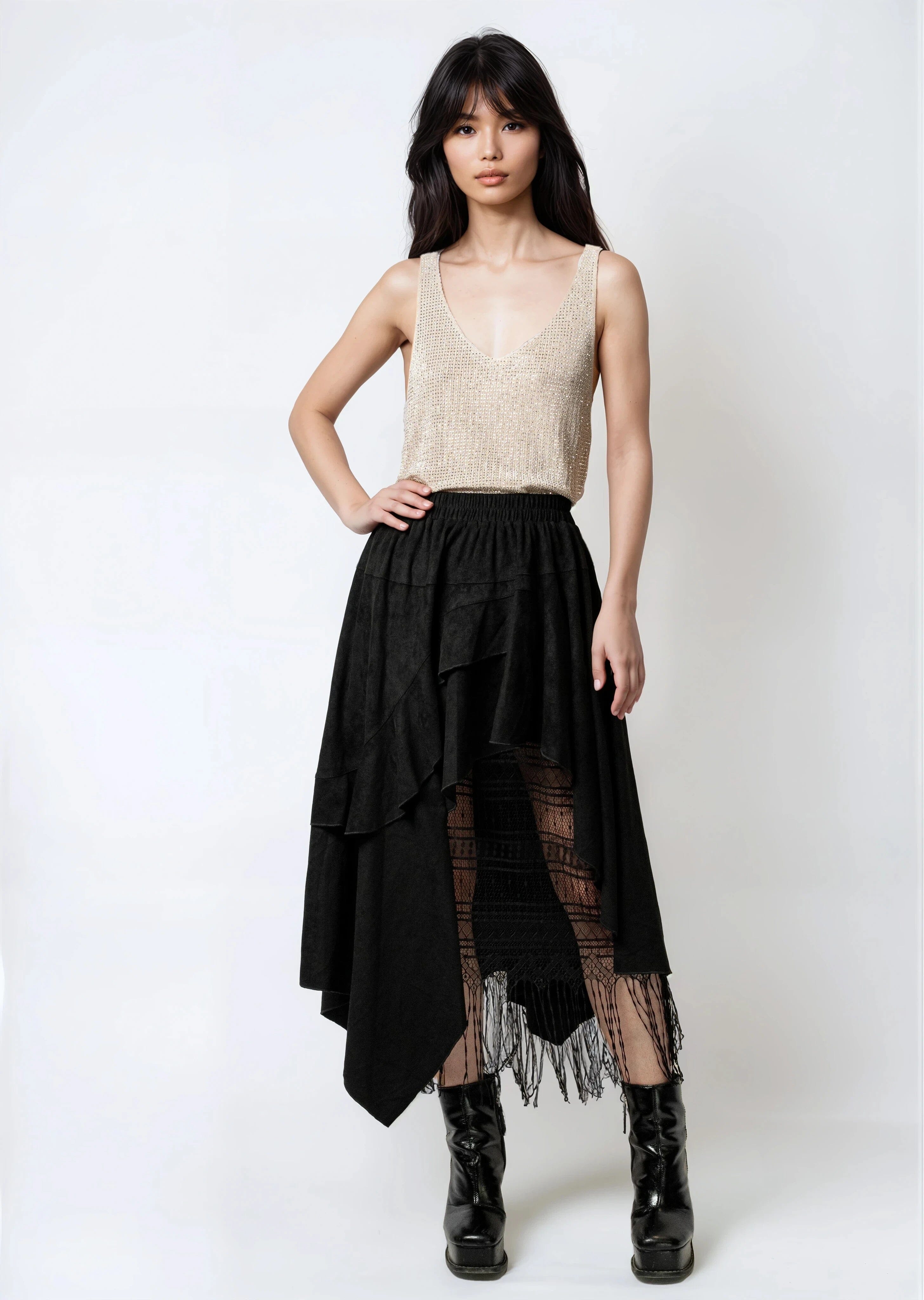 asymmetrical skirts and dresses Romantic Style Asymmetrical Skirt Set Long Sleeve Floral Top With Maxi Cuffs Lace Accents Modest & Christian Fashion Spring Style