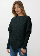 Asymmetrical Cable Knit Sweater Sweaters Kate Hewko 